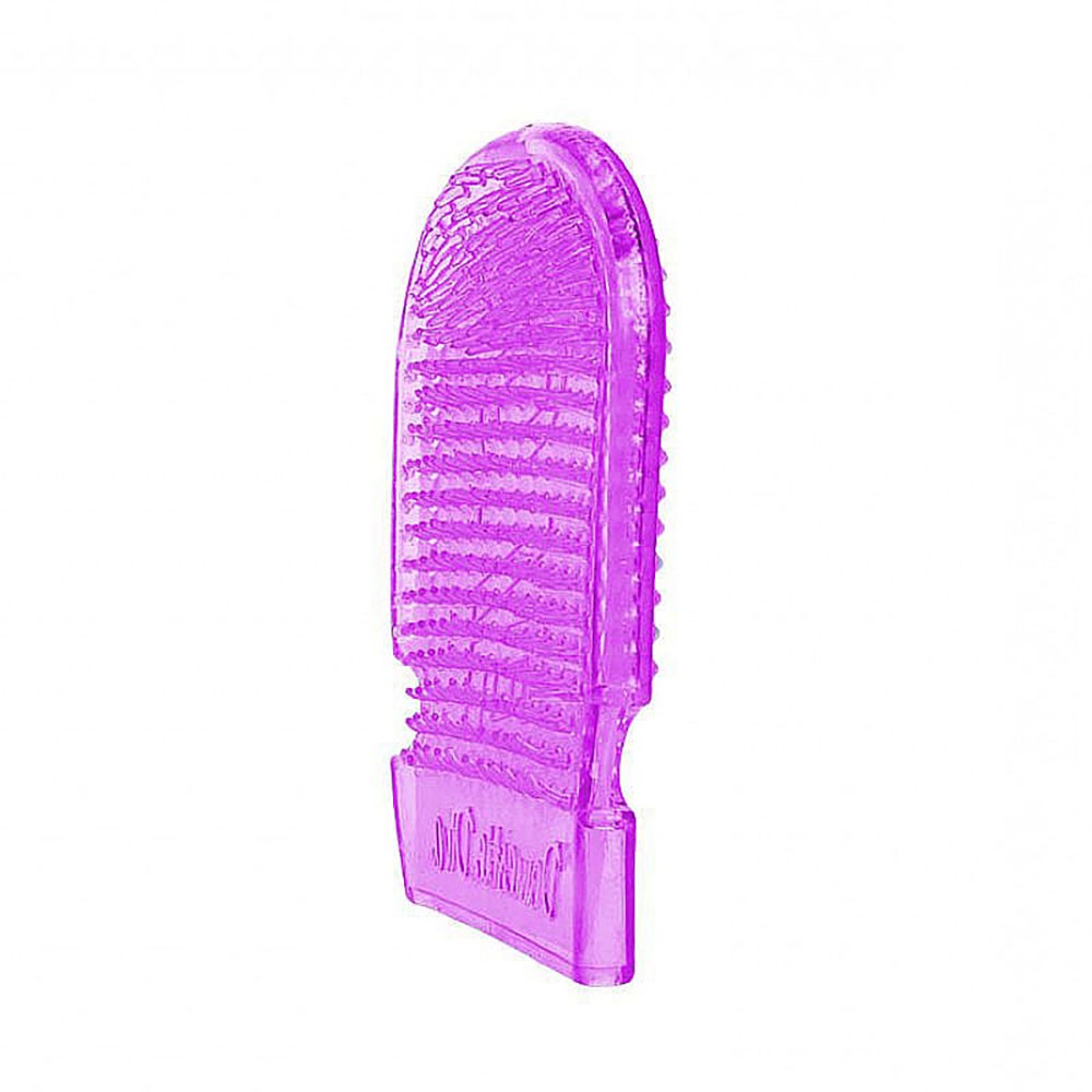 Luva Massageadora em Silicone Lil�s - Vista lateral demonstrando flexibilidade e design ergon�mico