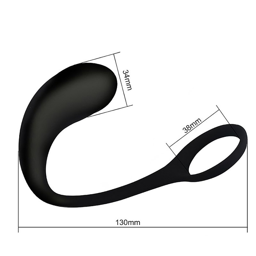 Close-up da ponta do estimulador de pr�stata em silicone, destacando a suavidade e o design para inser��o confort�vel