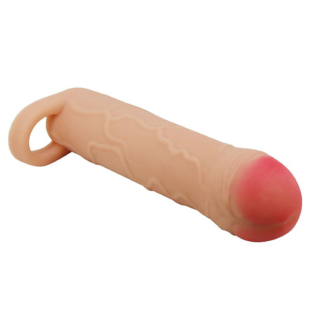 close na textura do silicone da capa peniana com foco na maciez do material e acabamento preciso