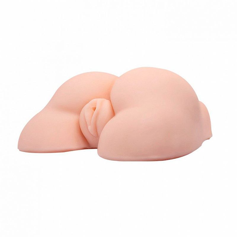Masturbador Vagina e Bumbum Bege, vista lateral com detalhes da abertura