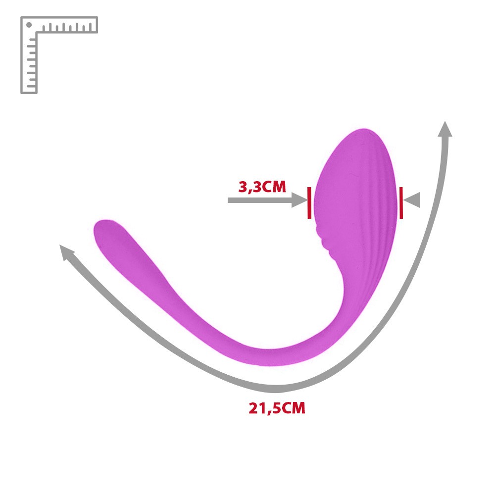 Vibrador para Casal Recarreg�vel em Silicone com 10 Vibra��es e Controle por APP II Roxo - imagem do vibrador em um �ngulo din�mico, real�ando a cor roxa e a textura
