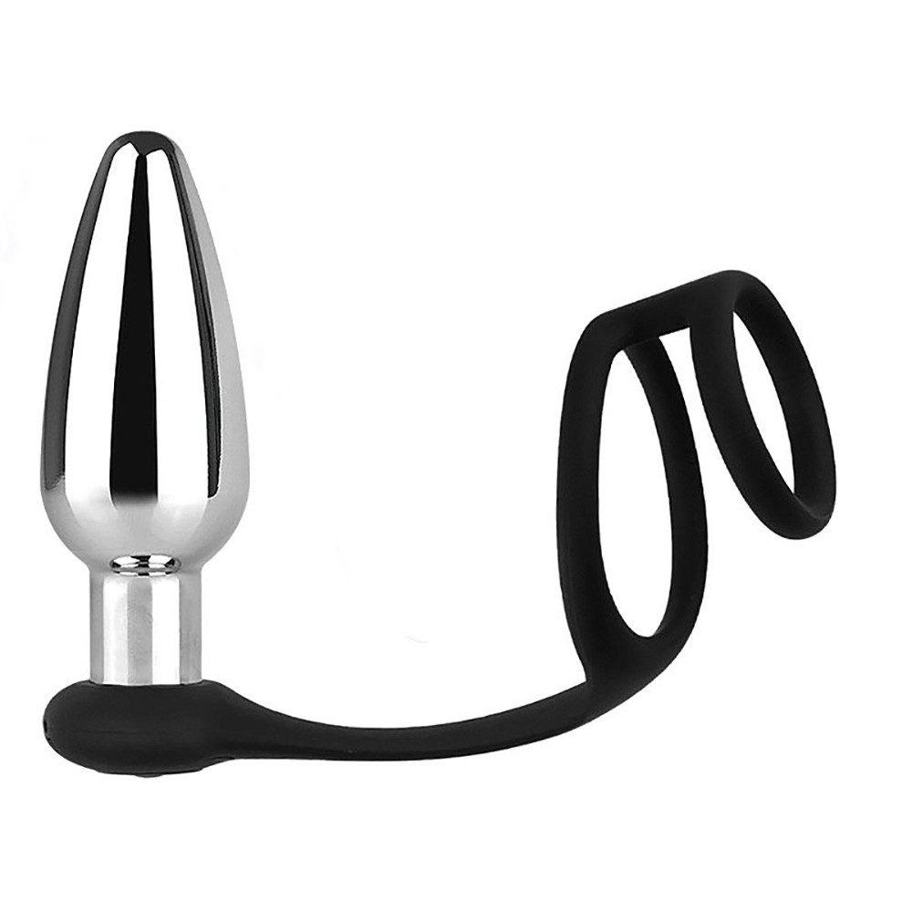 Controle sem fio do plug anal com vibrador em a�o inox com bot�es de liga/desliga e mudan�a de vibra��o