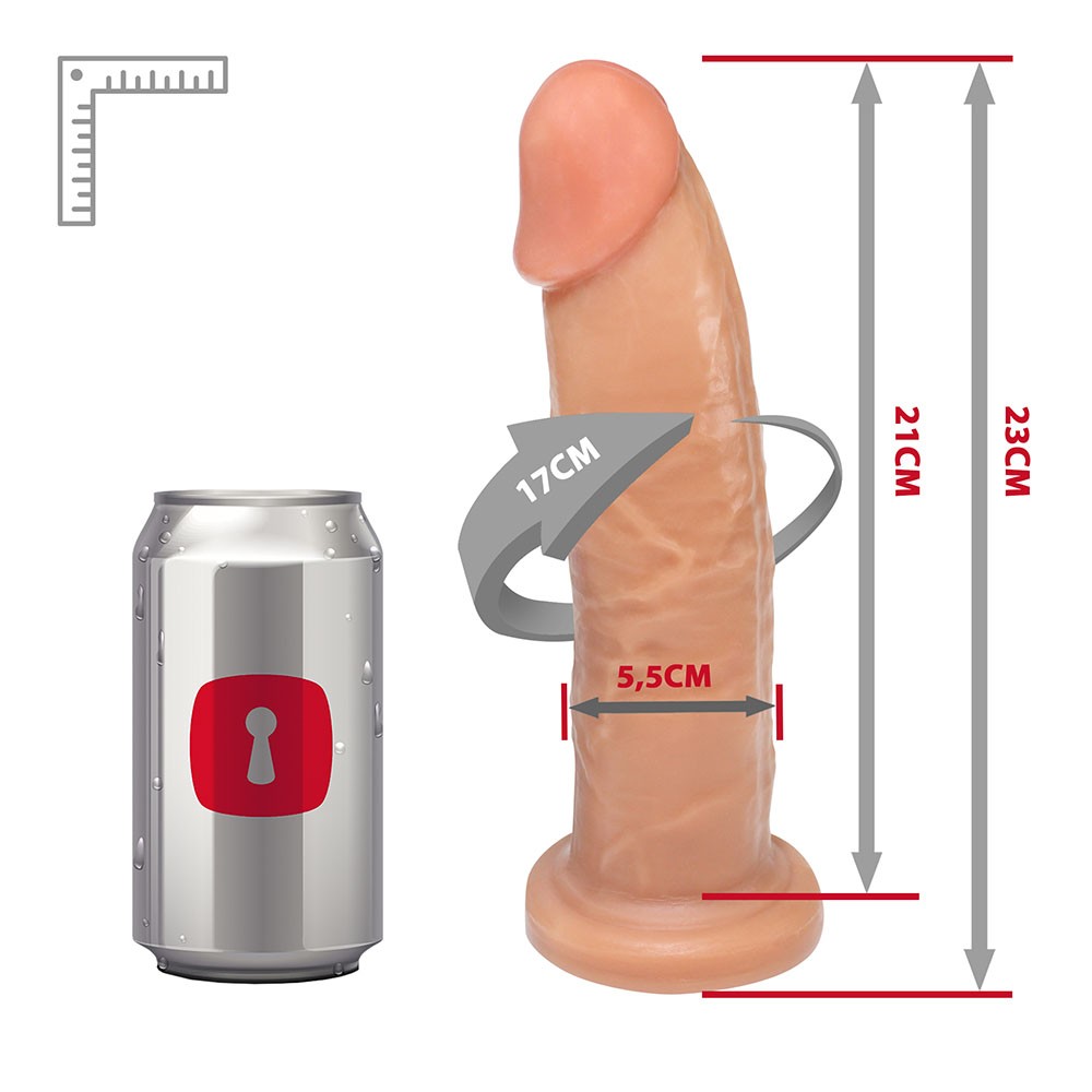 Cinta Peniana Ajust�vel Colosso, vista do dildo bege e da base para fixa��o da cinta preta