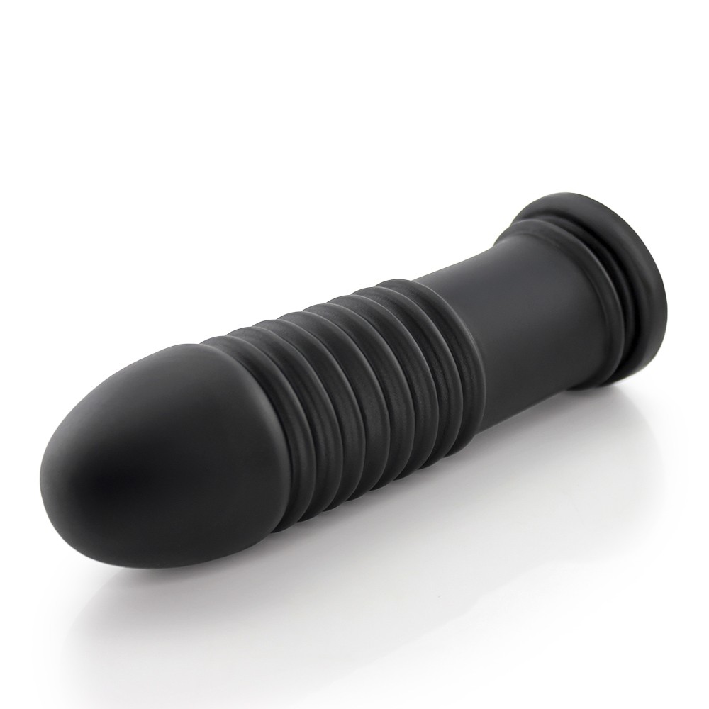 Plug Anal Mola preto em vista lateral, exibindo a textura ondulada e a transi��o suave para a base