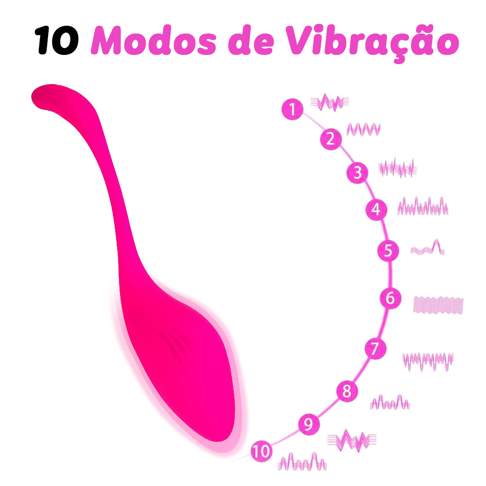 Vibrador para Casal Recarreg�vel em Silicone com 10 Vibra��es e Controle por Aplicativo Pink, mostrando os 10 modos de vibra��o