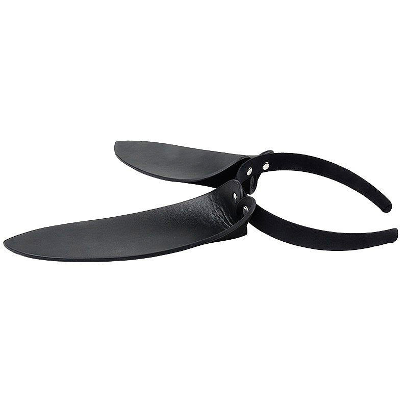 Tiara de orelhas de coelho sexy em PU preta em vista superior, com as orelhas sobrepostas