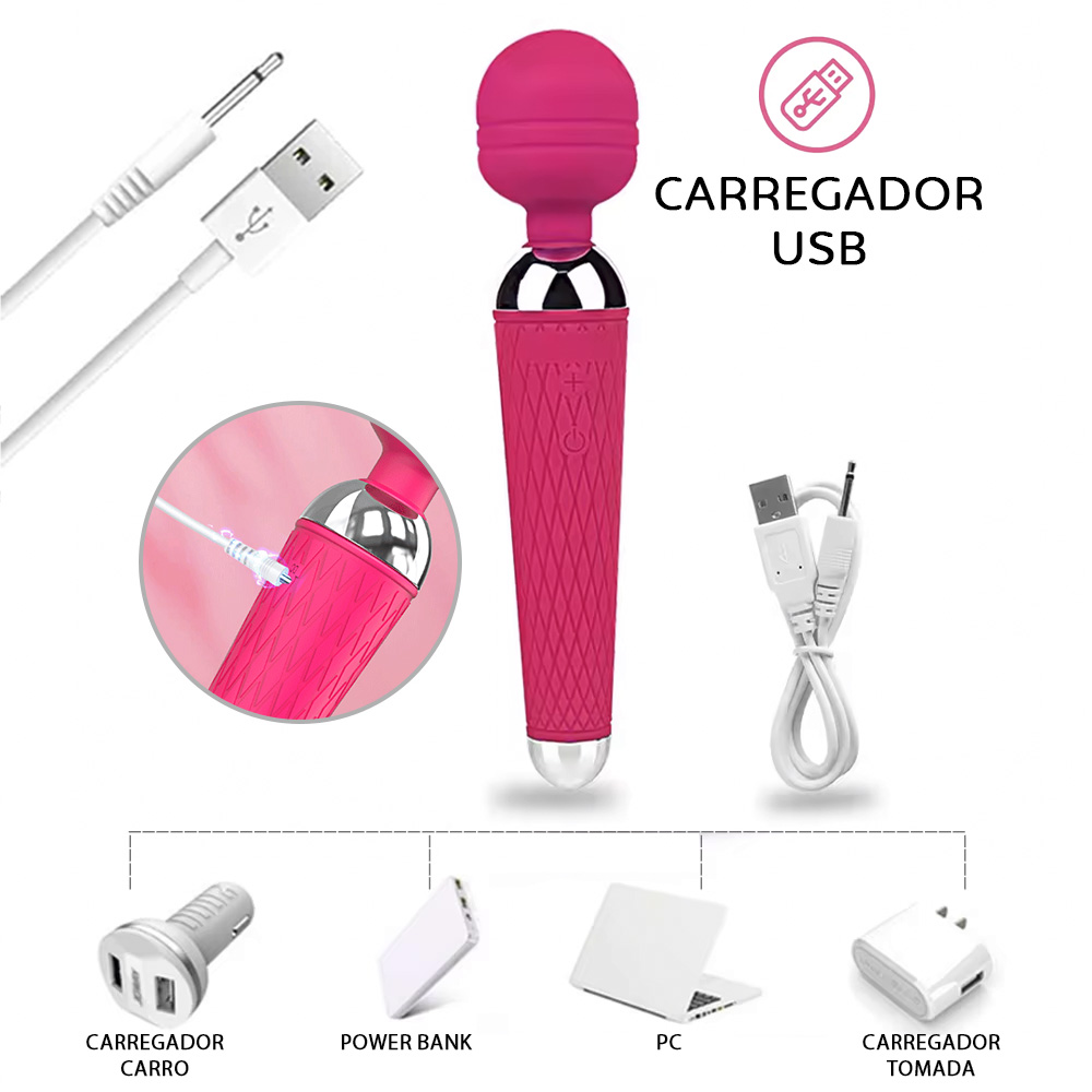 Massageador er�tico Pima Pink em uso demonstrativo para estimula��o clitoriana (ilustrativo)