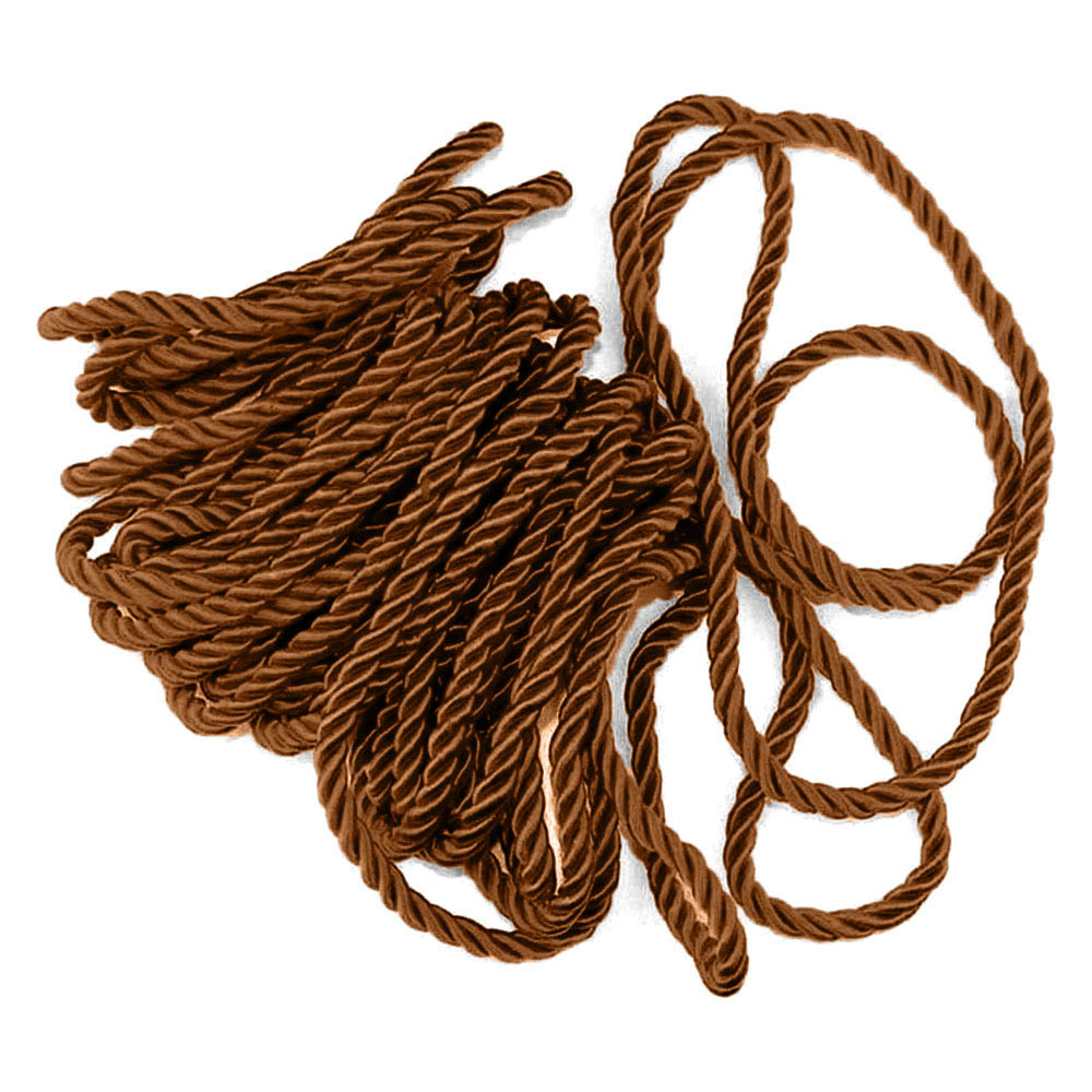 Corda de poli�ster marrom para bondage e shibari espalhada
