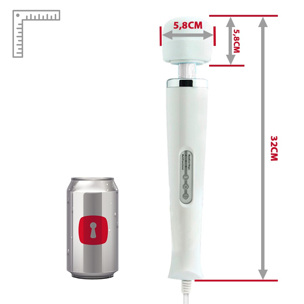 Close da cabe�a massageadora suave do Magic Wand Bivolt Branco, mostrando sua flexibilidade e acabamento