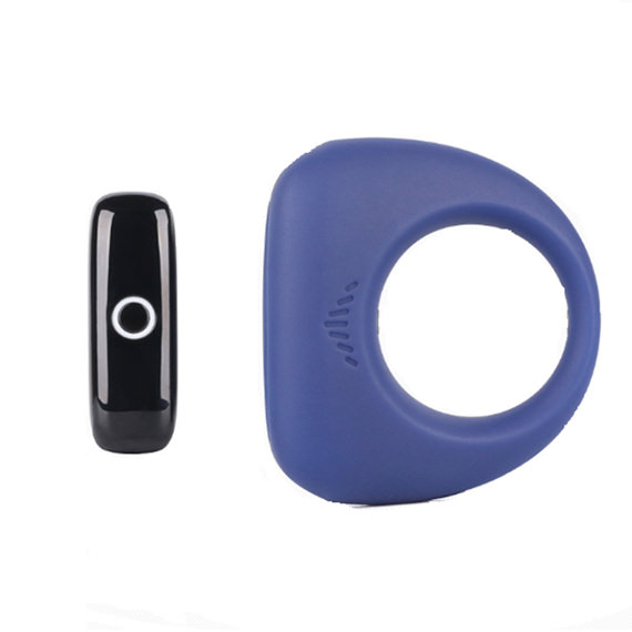 Anel Peniano Vibrador Recarreg�vel Dante Silicone APP e controle remoto na cor azul, juntos