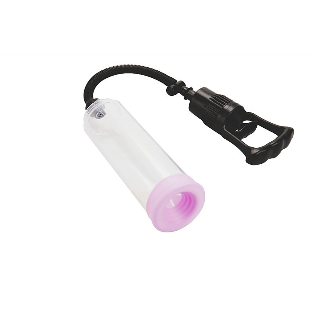 Bomba Peniana Penile Booster Advanced Transl�cida em um �ngulo que mostra o cilindro transparente e o anel de veda��o