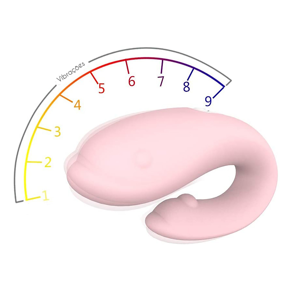 Vibrador para Casal Golfinho Recarreg�vel Winter em Silicone Rosa, com indicador de modos de vibra��o