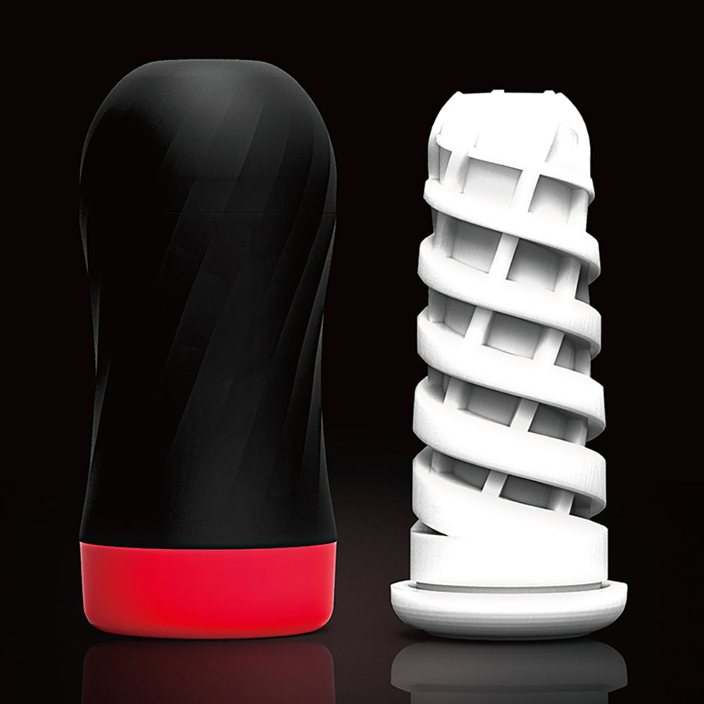 Masturbador Air Tech Twist Tickle Tenga com o insert interno exposto, mostrando a textura ondulada espiral