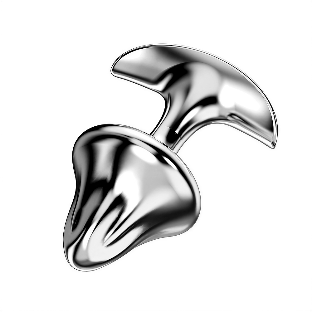 Vista lateral do Plug Anal de A�o Inoxid�vel, mostrando a curvatura ergon�mica e a base em forma de T