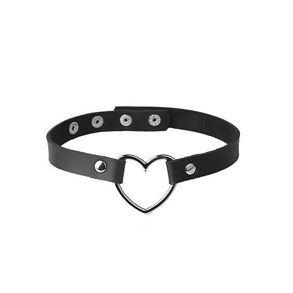 Gargantilha choker preta com detalhe de cora��o para Pet Play