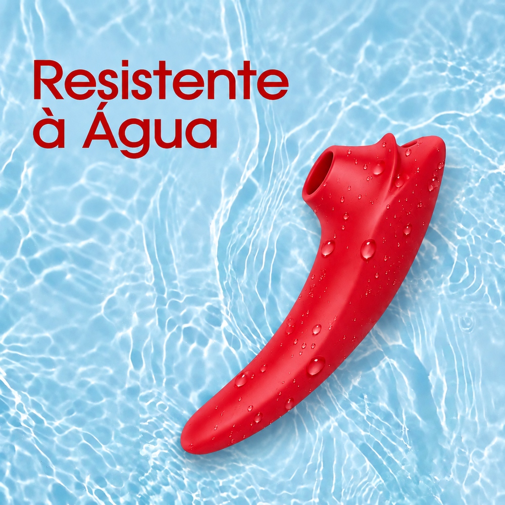 Sugador de Clit�ris Vermelho submerso na �gua, indicando resist�ncia � �gua