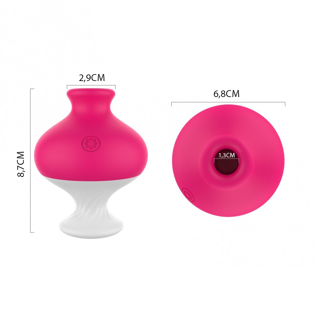 Base do Sugador de Clit�ris em Silicone Rosa com detalhes em branco