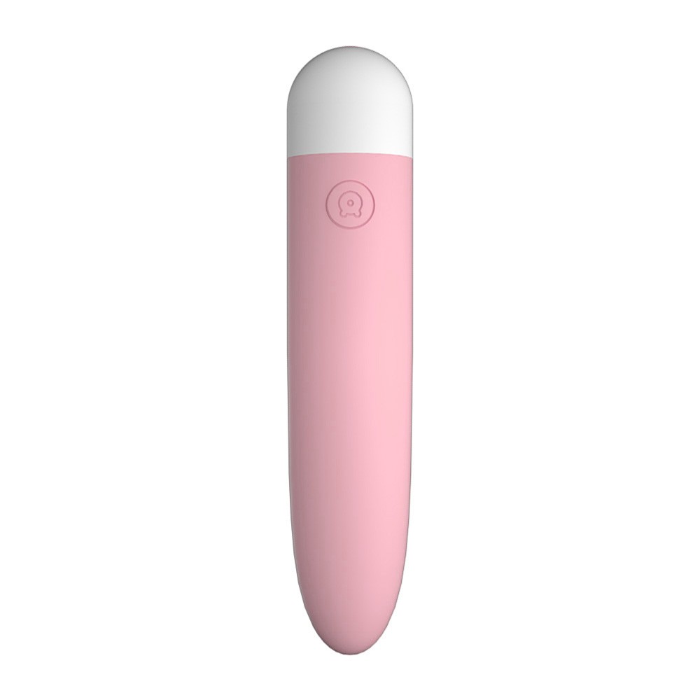 Vibrador Bullet em Silicone rosa, perfil completo, real�ando a suavidade da cor e do material