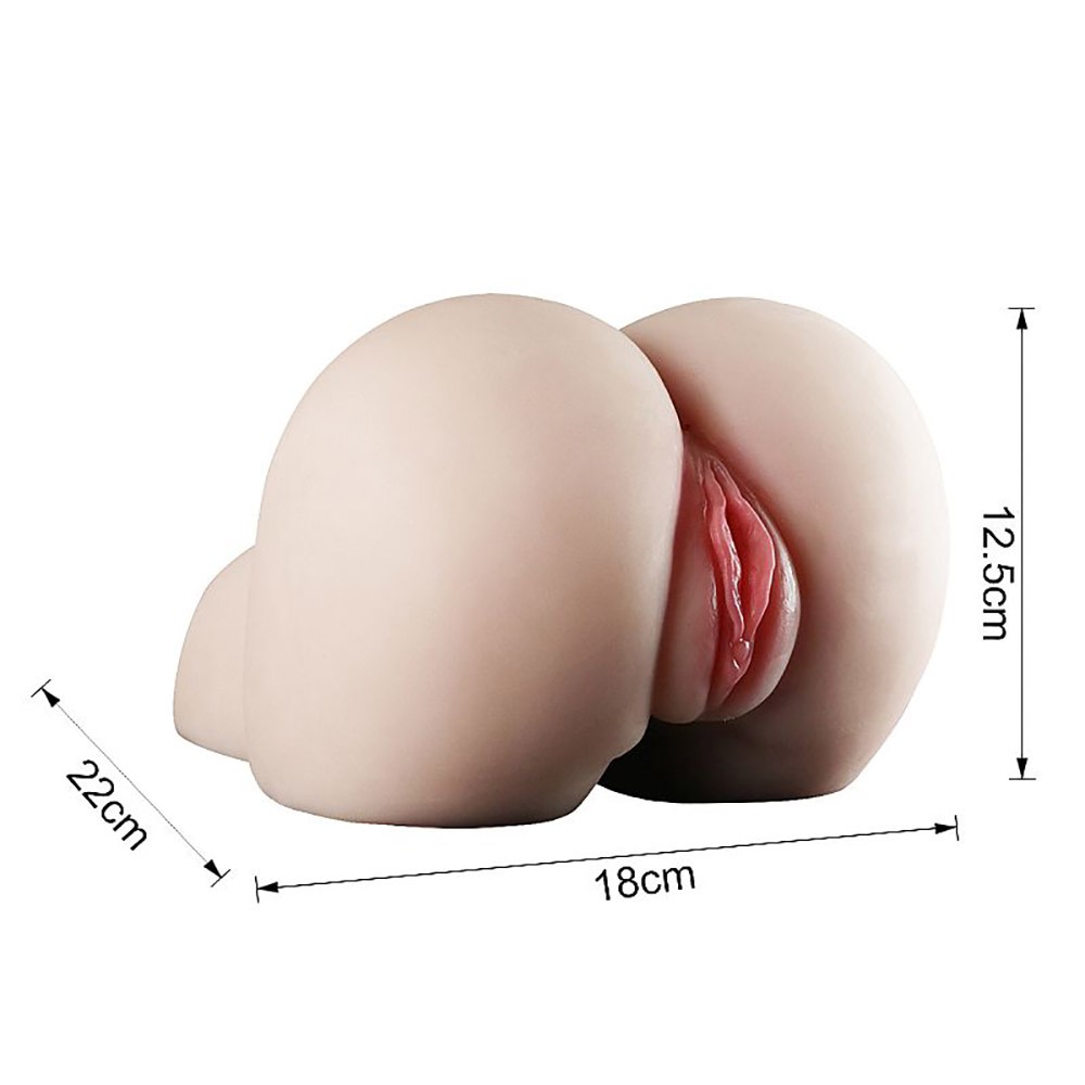 Masturbador Masculino Paloma Bege em formato de bunda, vista lateral com �nfase na base para estabilidade