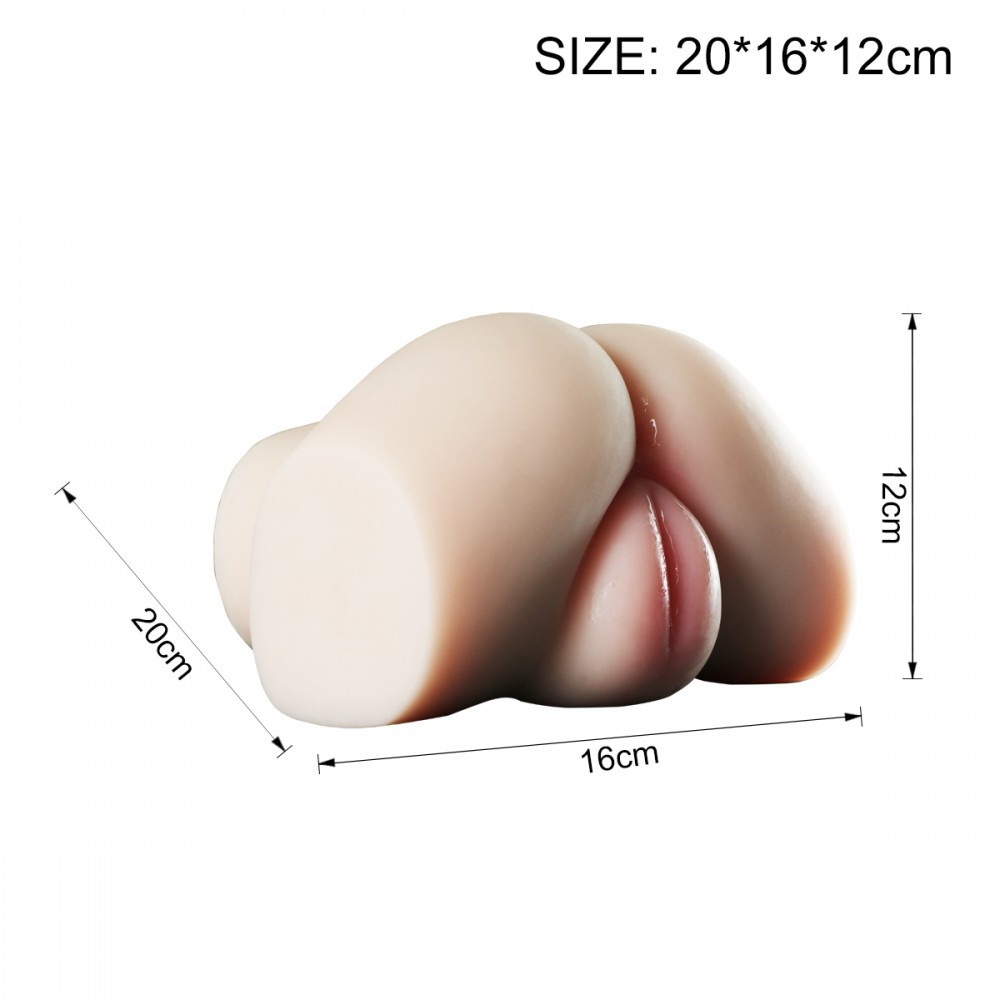 Masturbador Vagina e �nus Real�stico em Cyberskin Bege - Vista detalhada do canal anal com textura interna