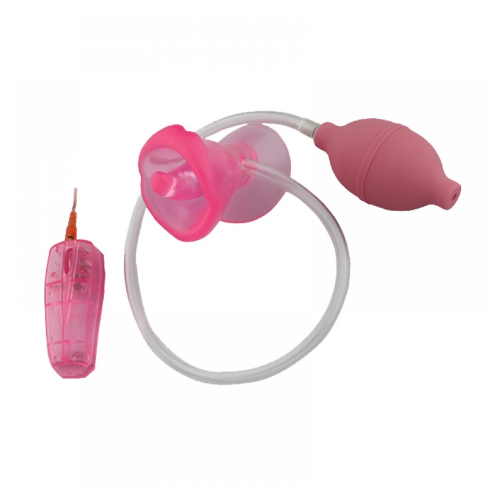Bomba Vaginal Multivelocidade Rosa com Bomba de Suc��o Manual e Controle com Fio em vista superior