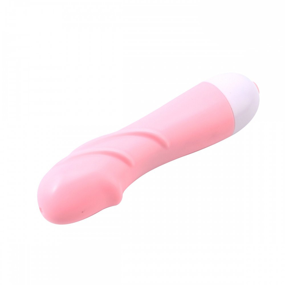 Vibrador Feminino em ABS Rosa com 10 Vibra��es e Relevo em Ondas | Vista em �ngulo do vibrador, enfatizando os detalhes dos relevos ondulados.
