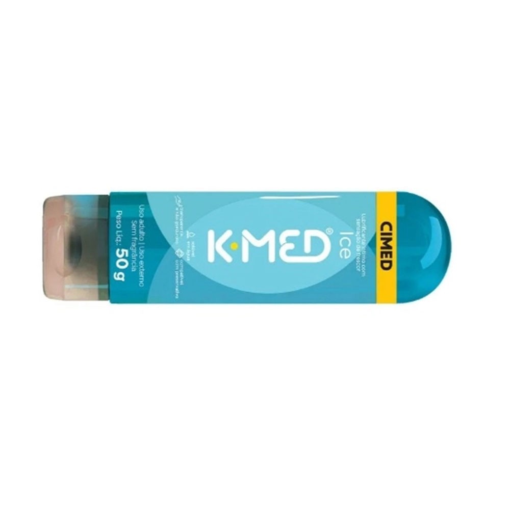 Gel Lubrificante �ntimo K-Med Frescor 50g - Embalagem deitada mostrando informa��es e peso l�quido