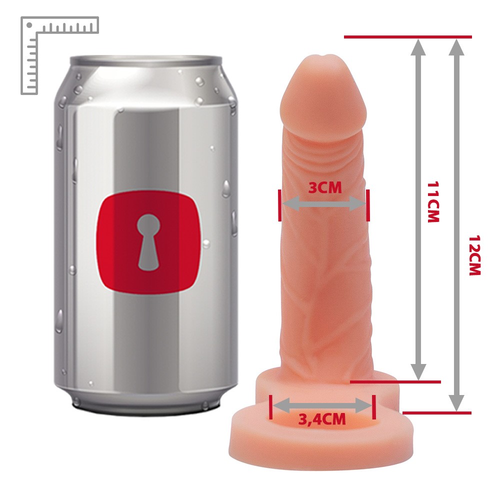 Anel Companheiro Real�stico Curto 11x3cm Bege, close-up da cabe�a do p�nis, evidenciando o design e a textura suave