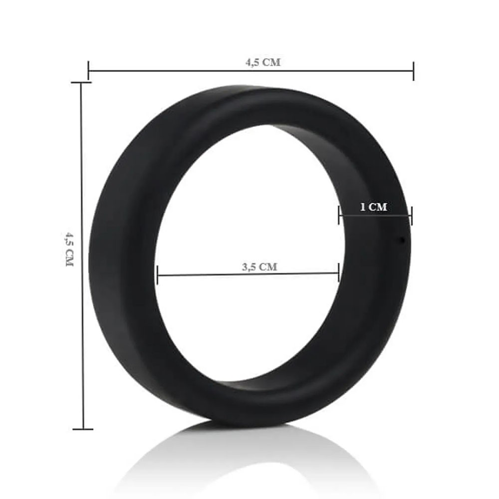 Anel Peniano Tasty Ring Preto em silicone com sua embalagem vista de cima, destacando o logo 'MYBOY'.
