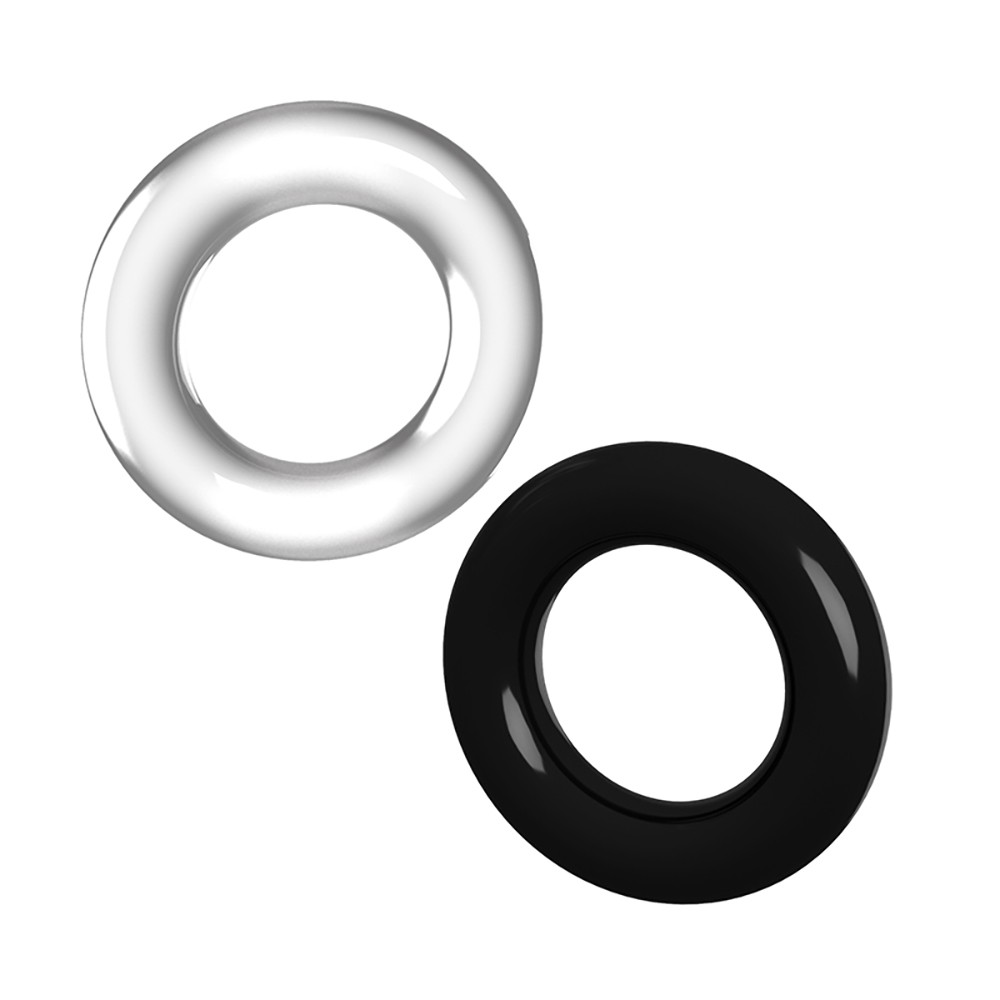 Kit com 2 An�is Penianos Flex�veis em Silicone Preto e Transparente - An�is em perspectiva