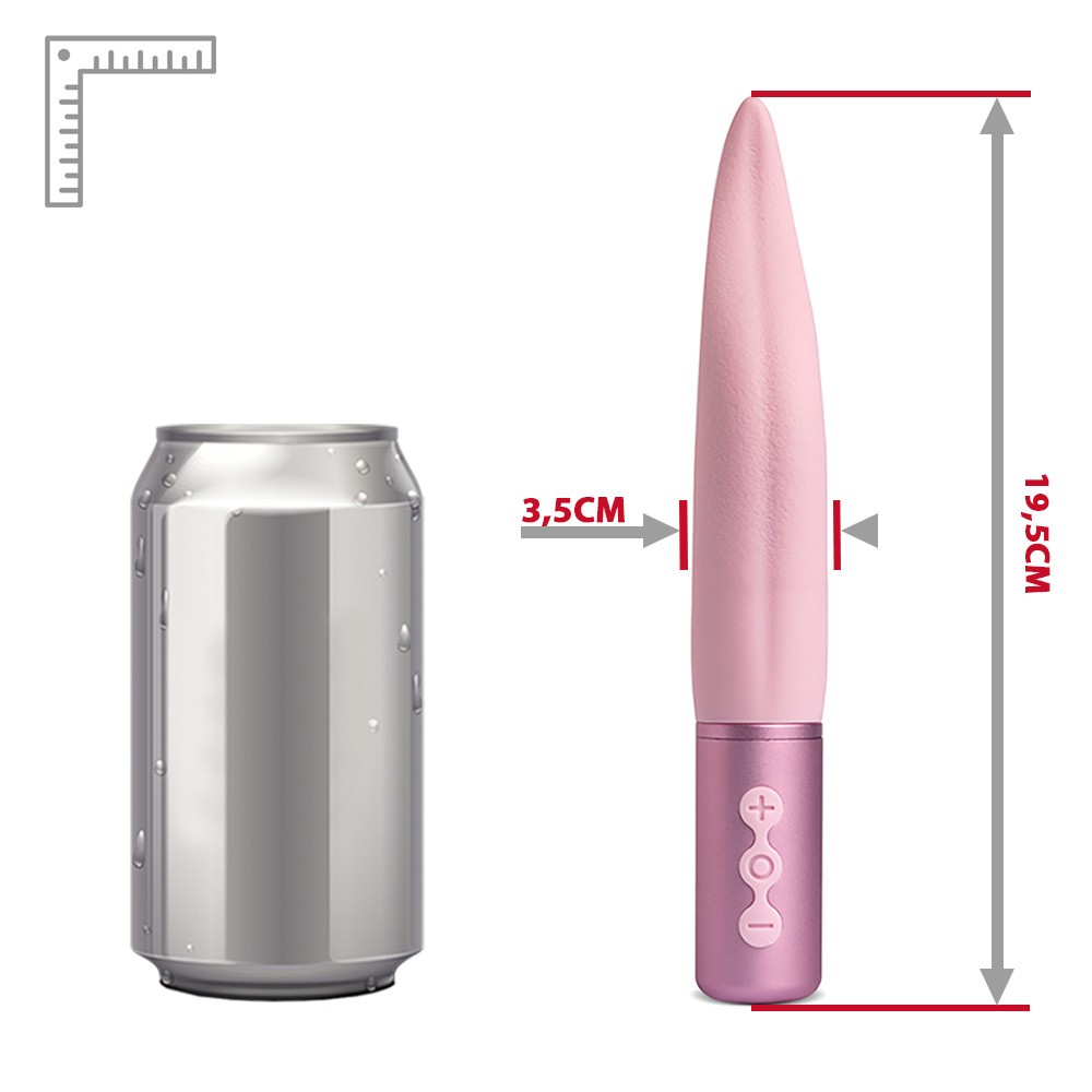 Vibrador para Clit�ris em Silicone Sweets S6 Rosa, close-up na ponta ergon�mica e no material aveludado