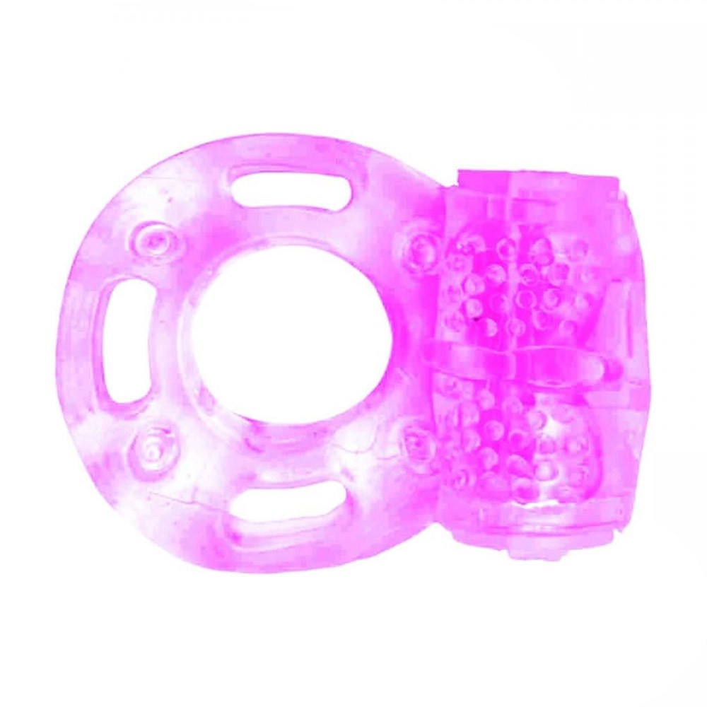 Anel Peniano Borboleta com C�psula Vibrat�ria Rosa - Vista lateral detalhada do anel transl�cido e da c�psula vibrat�ria
