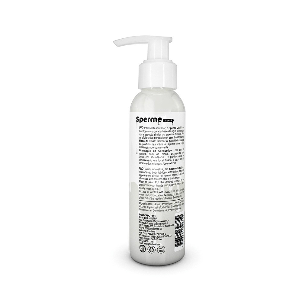 Lubrificante Sperme Liquid em closeup com gotas escorrendo, real�ando o efeito de s�men
