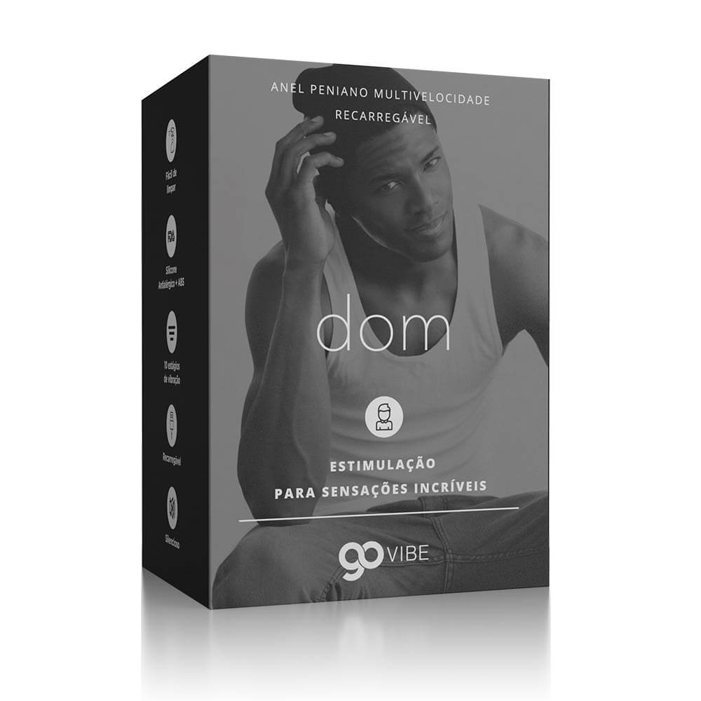 Anel Peniano Dom Preto em vista traseira, com destaque para a base de silicone e o vibrador