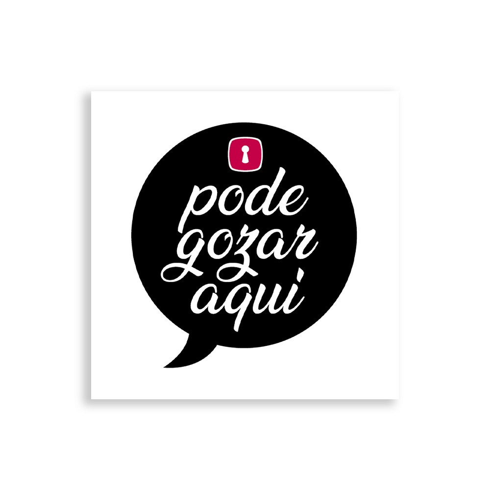 Tatuagem Tempor�ria Sensual Sexy com a frase 'Pode Gozar Aqui' em formato de bal�o de fala, em fundo branco
