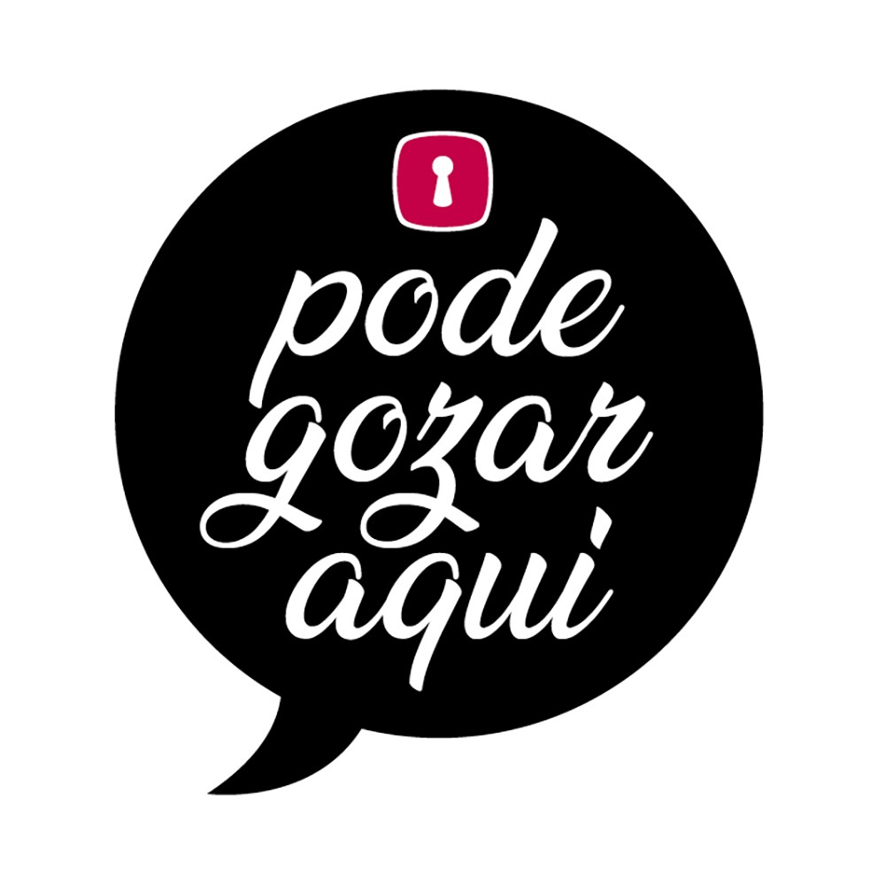 Tatuagem Tempor�ria 'Pode Gozar Aqui' em close, destacando a frase e o design de bal�o de fala com cadeado
