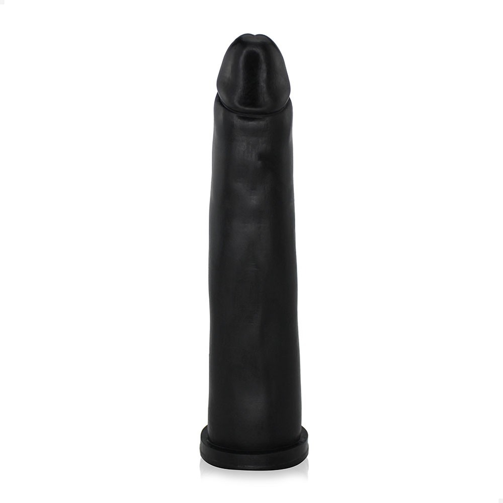 P�nis Gigante e Grosso Flex�vel Comprido 30 x 5,8cm Preto em vista frontal, destacando seu comprimento de 30cm e largura de 5,8cm