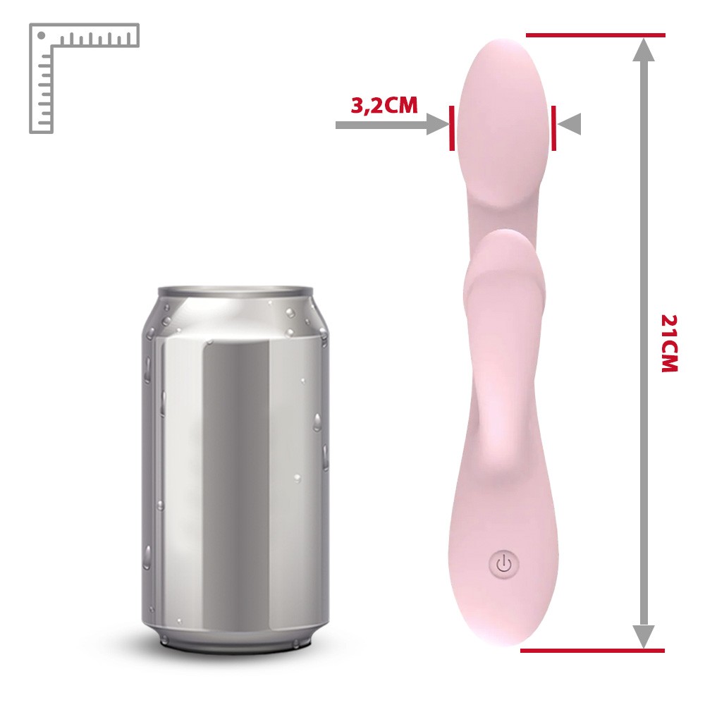 Vibrador Duplo em Silicone Recarreg�vel 10 Vibra��es Rosa - Outra vista do vibrador na caixa, enfatizando a marca.