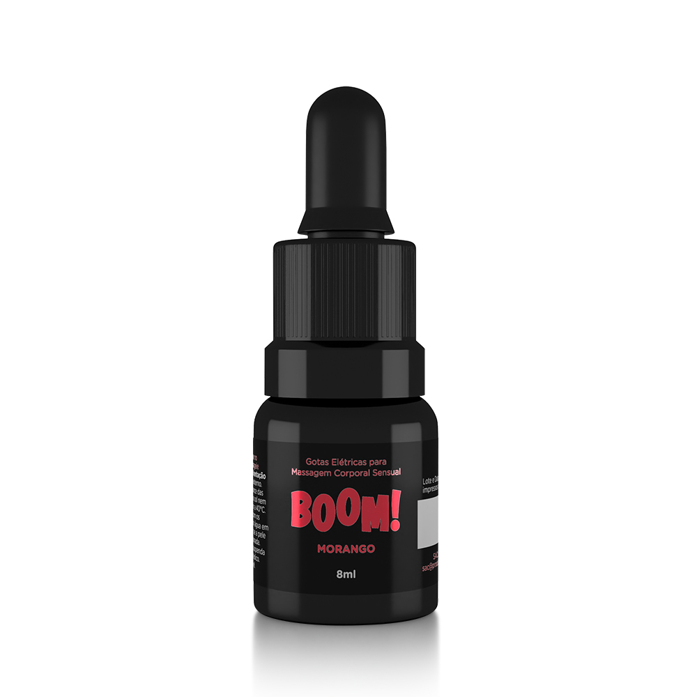 Gel Excitante Feminino Gotas El�tricas Boom Morango - 8 ml | Frasco em detalhe