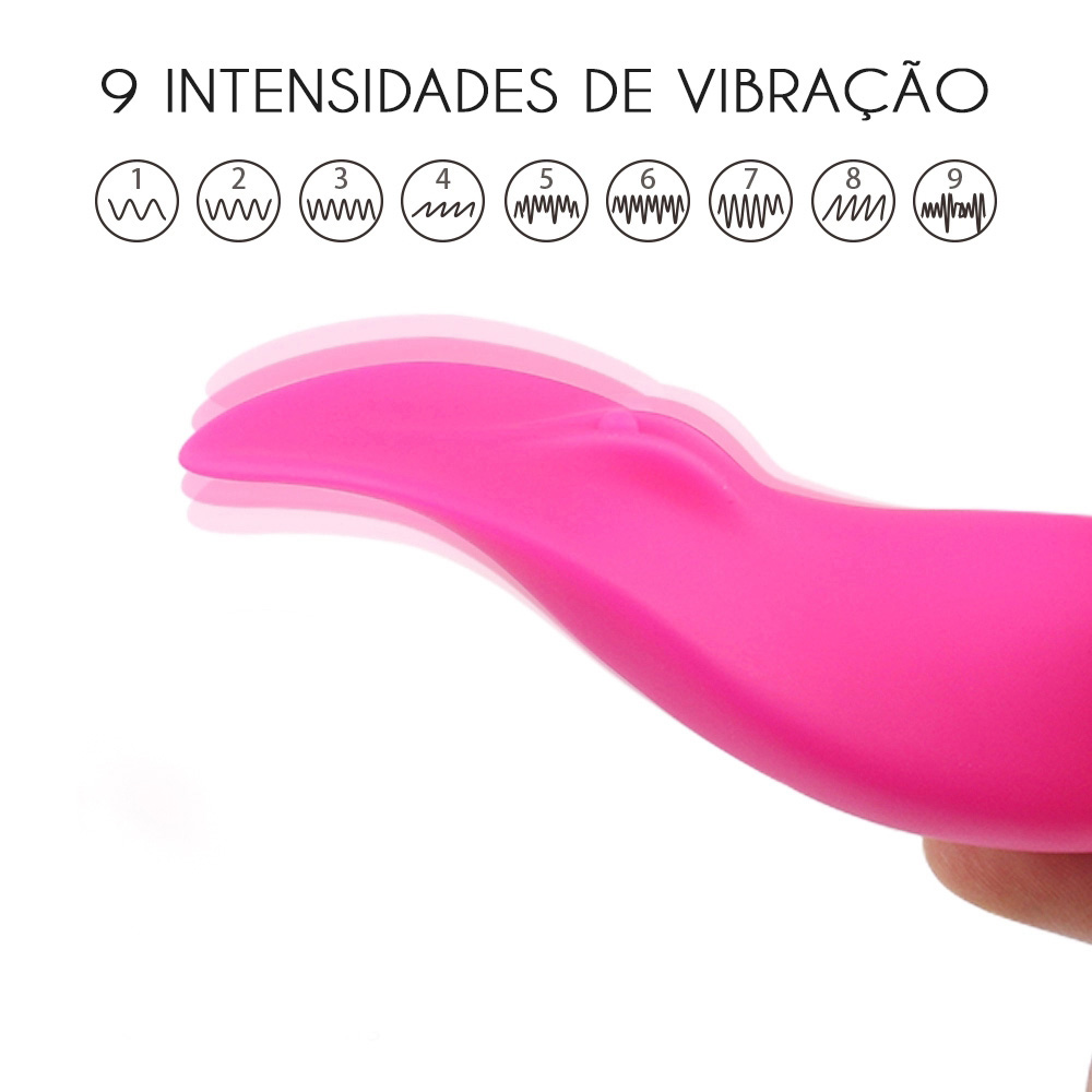 Detlahe do Vibrador Kissme Pink com ilustra��es das 9 intensidades de vibra��o dispon�veis para o clit�ris