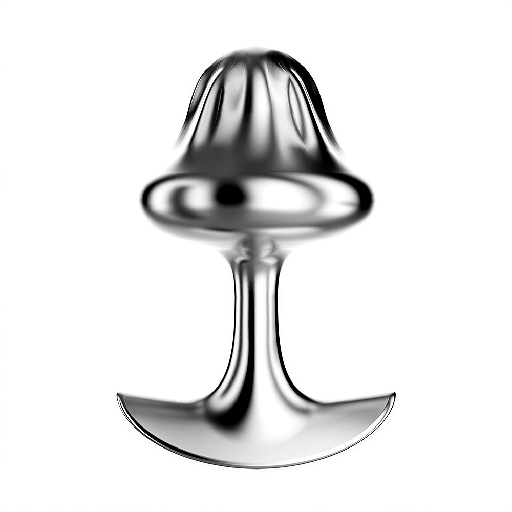 Plug Anal em A�o Inoxid�vel com Base de Seguran�a e Joia Vermelha, vista lateral do produto prata