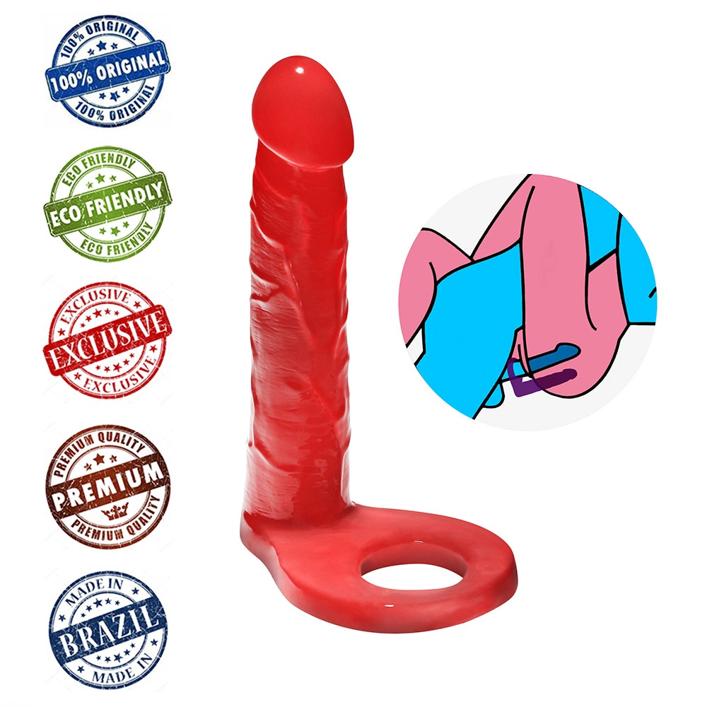 produto | Anel Companheiro Real�stico Vermelho Translucido em vista posterior, destacando a base do anel