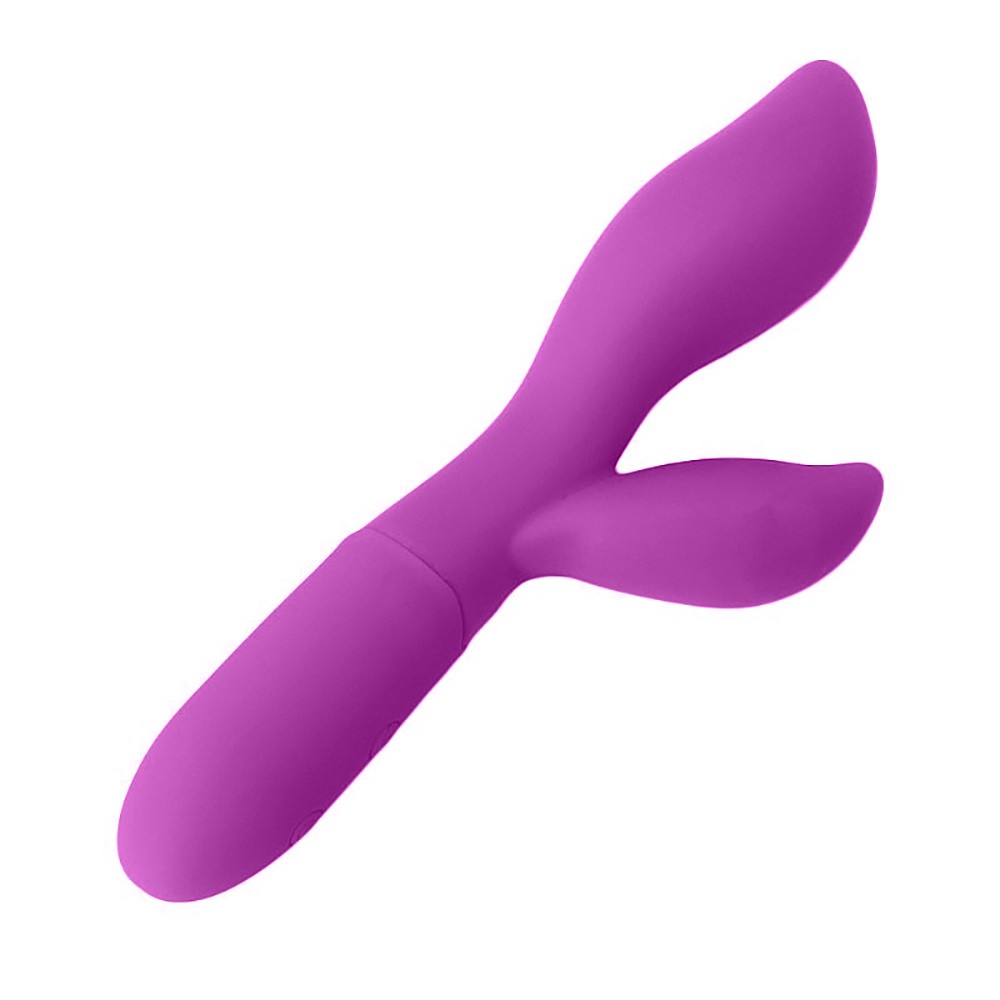 Vibrador Duplo em Silicone Recarreg�vel com 10 Vibra��es Lelis Roxo - Vista diagonal superior do produto