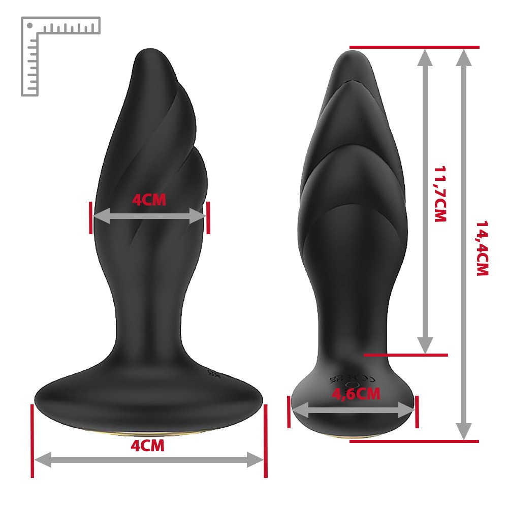 Parte traseira do Plug Anal Whirlwind Preto evidenciando a base de seguran�a