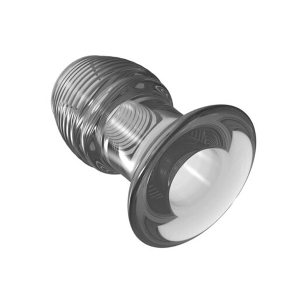 Plug anal oco texturizado preto transparente, vista de cima do orif�cio central