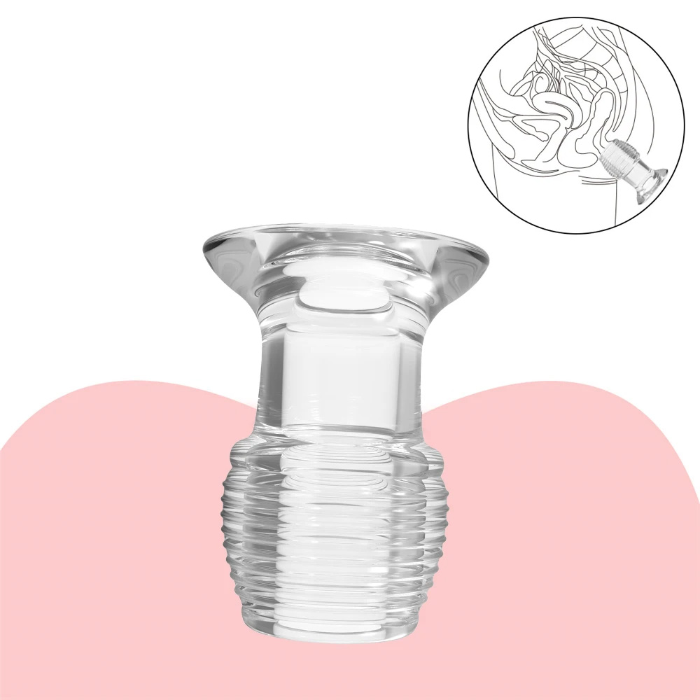 Plug anal oco com abertura para inser��es, visto de perfil, ilustrando sua forma texturizada e o canal central