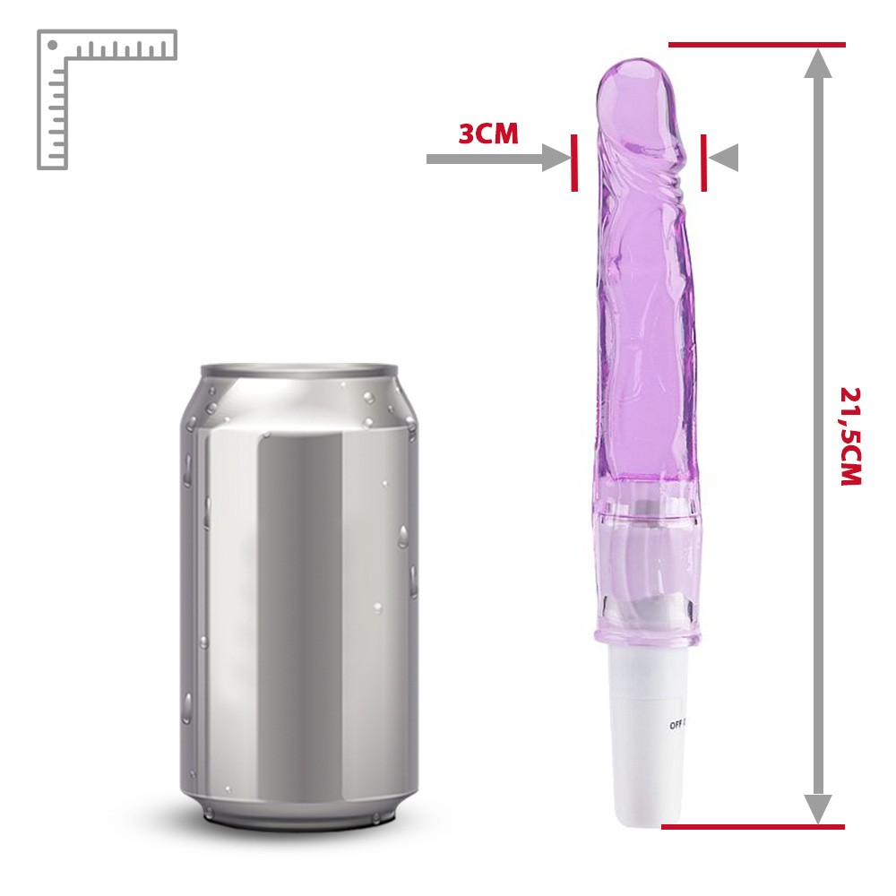 Detalhe do mecanismo da pilha na base do Vibrador Feminino em Jelly com Vibrador Lil�s, indicando a funcionalidade