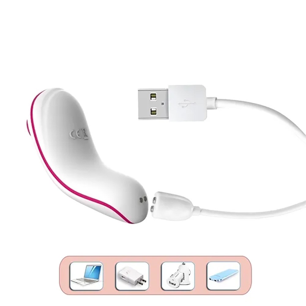 Vibrador para Clit�ris em Silicone e ABS Recarreg�vel 12 Vibra��es Addie Pink, imagem ambientada mostrando o vibrador em uso.