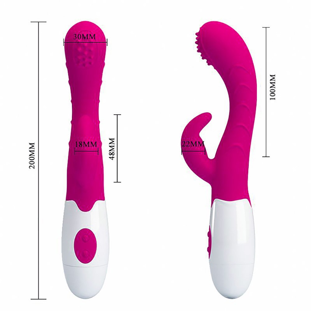 Vibrador Duplo Arthur Rosa (17043) em perspectiva, mostrando a curvatura do design para estimula��o interna e o bra�o externo para o clit�ris.