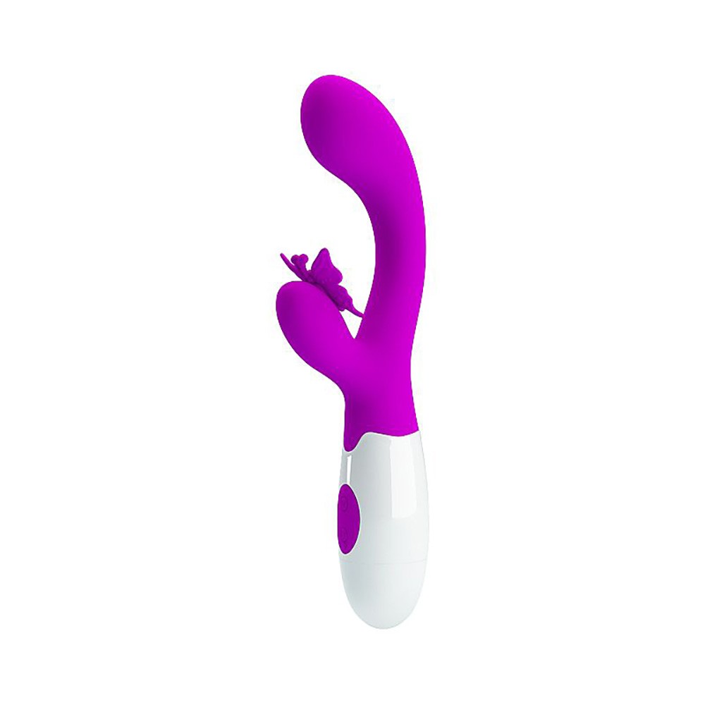 Vibrador Duplo em Silicone com 30 Vibra��es Butterfly Kiss Rosa - Perfil ergon�mico